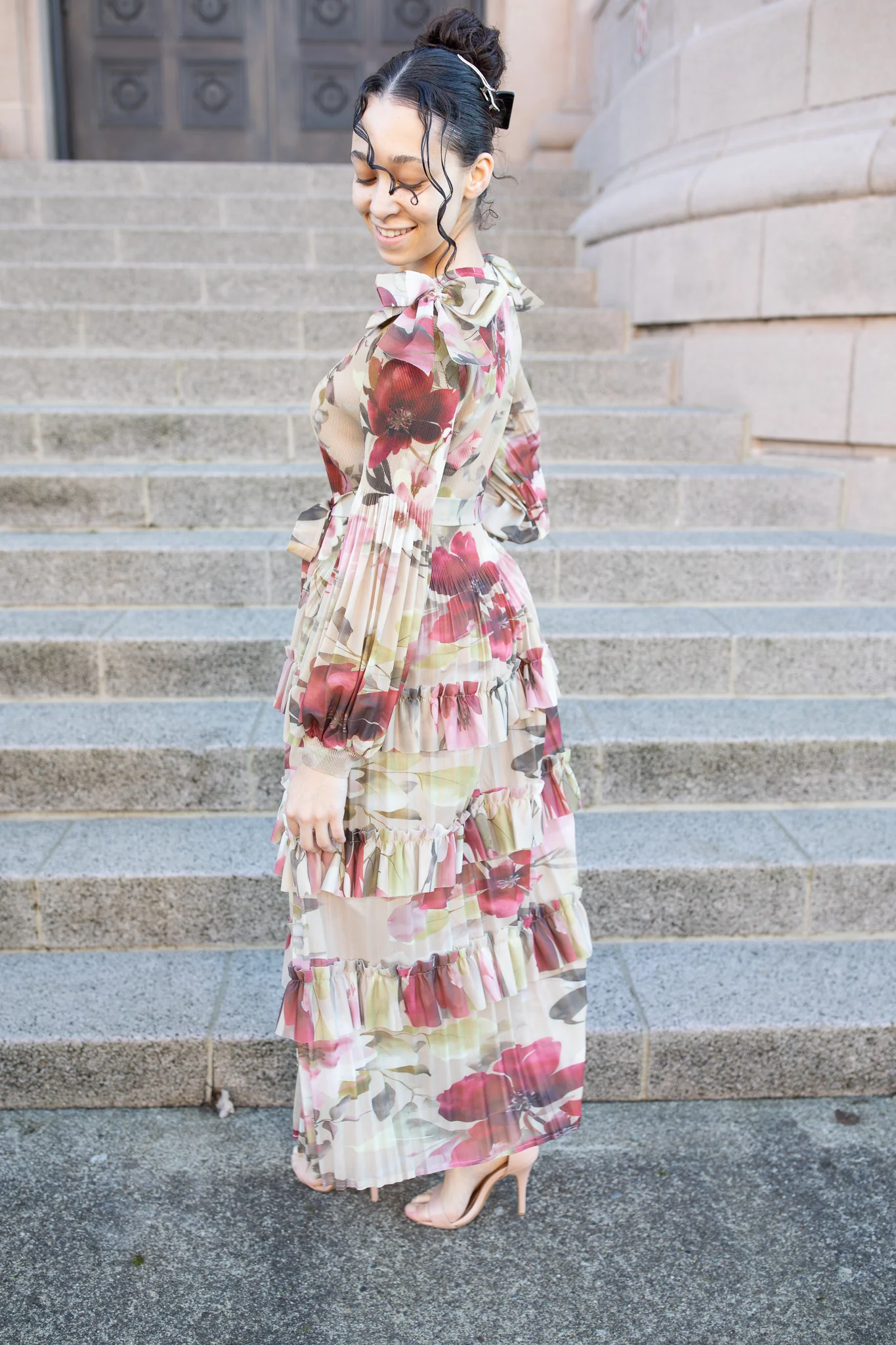 The Brielle Dress - Tan Floral - Image 5