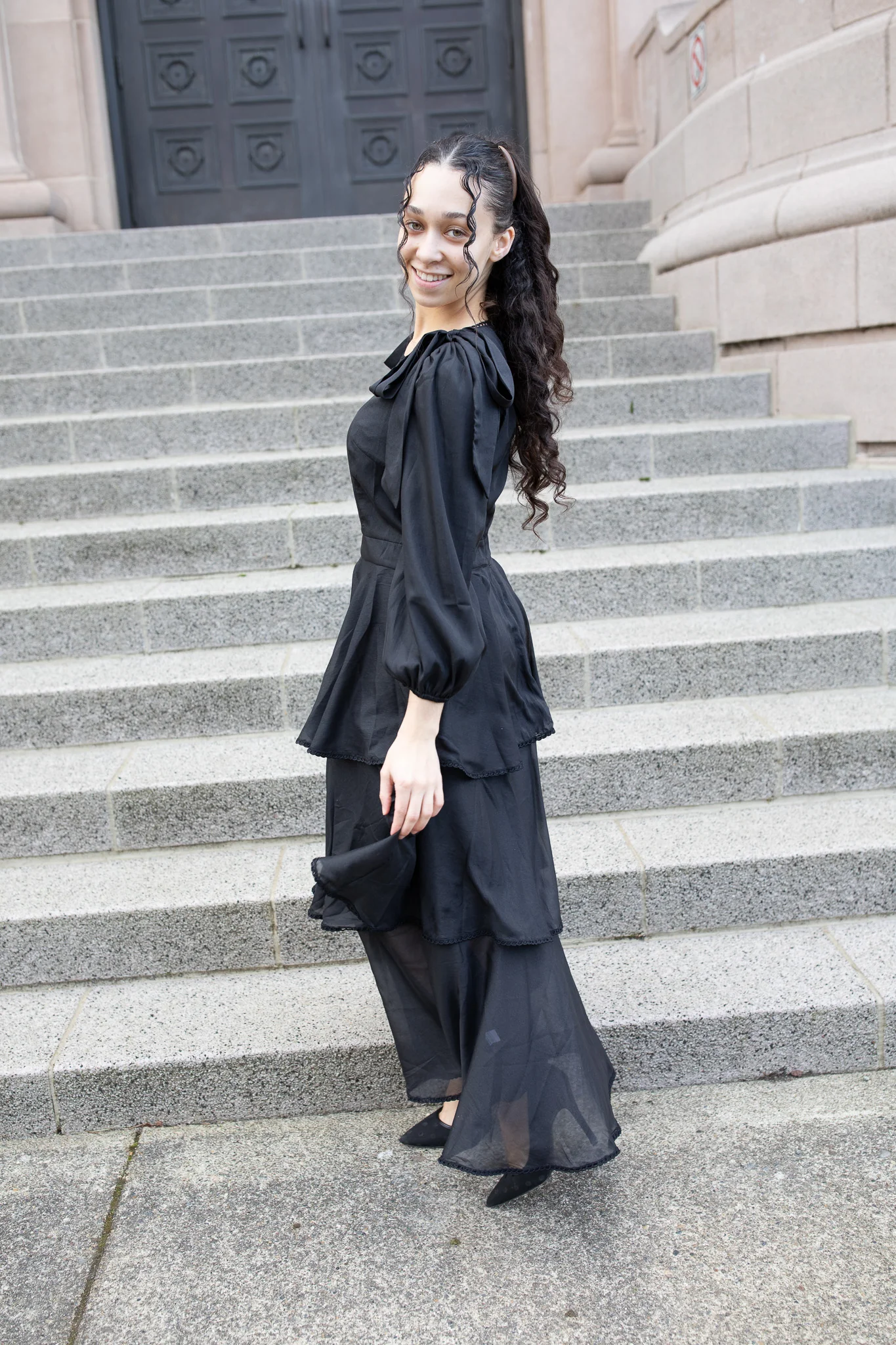The Kristanna Bow Dress - Black Shimmer - Image 2