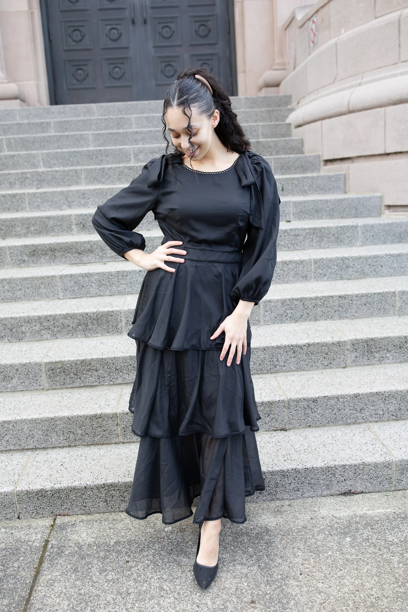 The Kristanna Bow Dress - Black Shimmer - Image 3