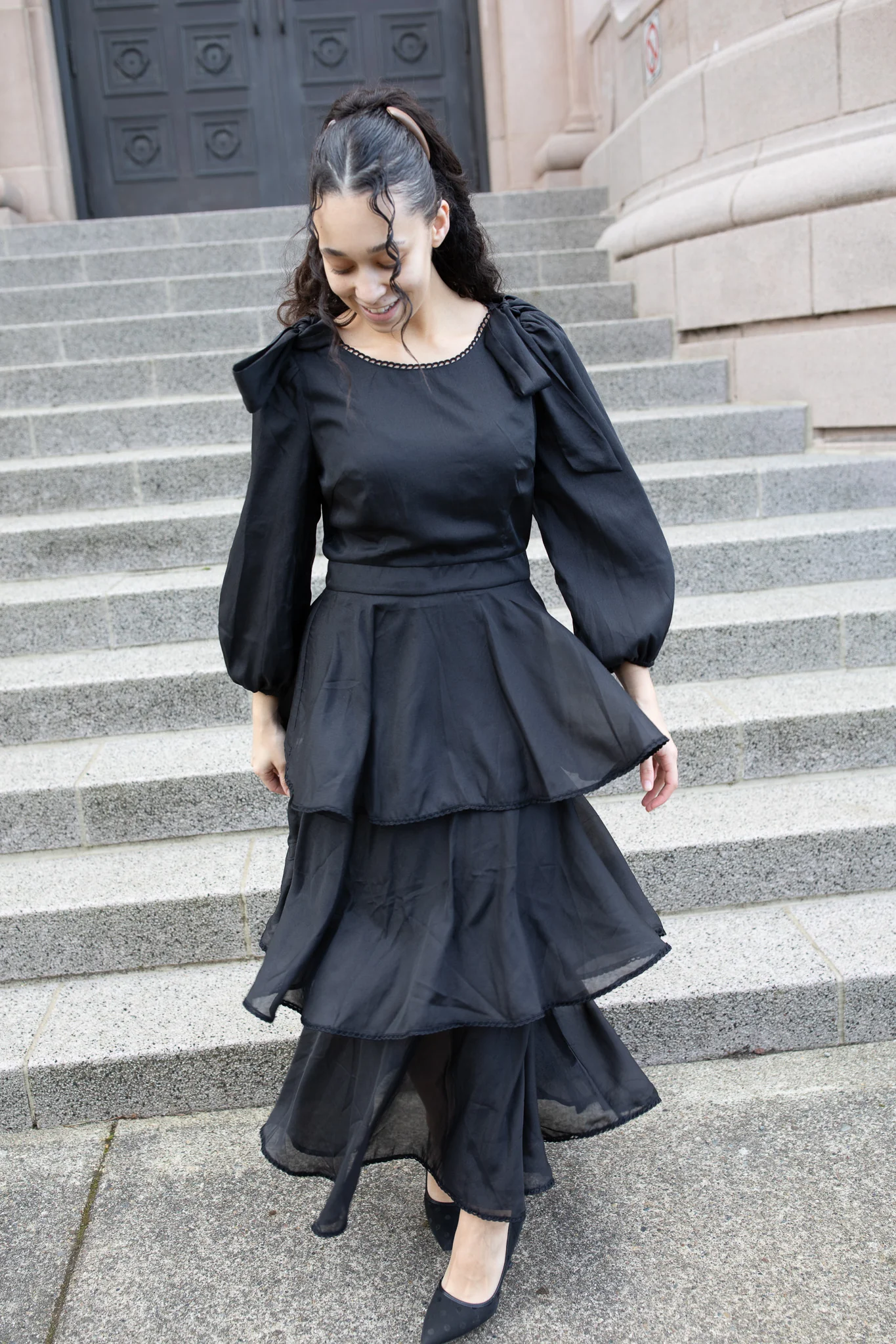 The Kristanna Bow Dress - Black Shimmer - Image 4