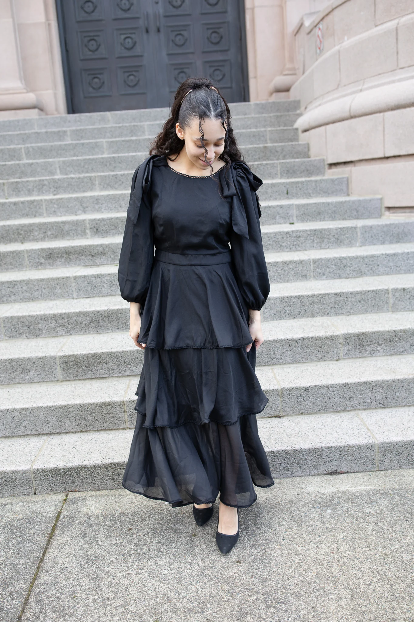 The Kristanna Bow Dress - Black Shimmer - Image 5