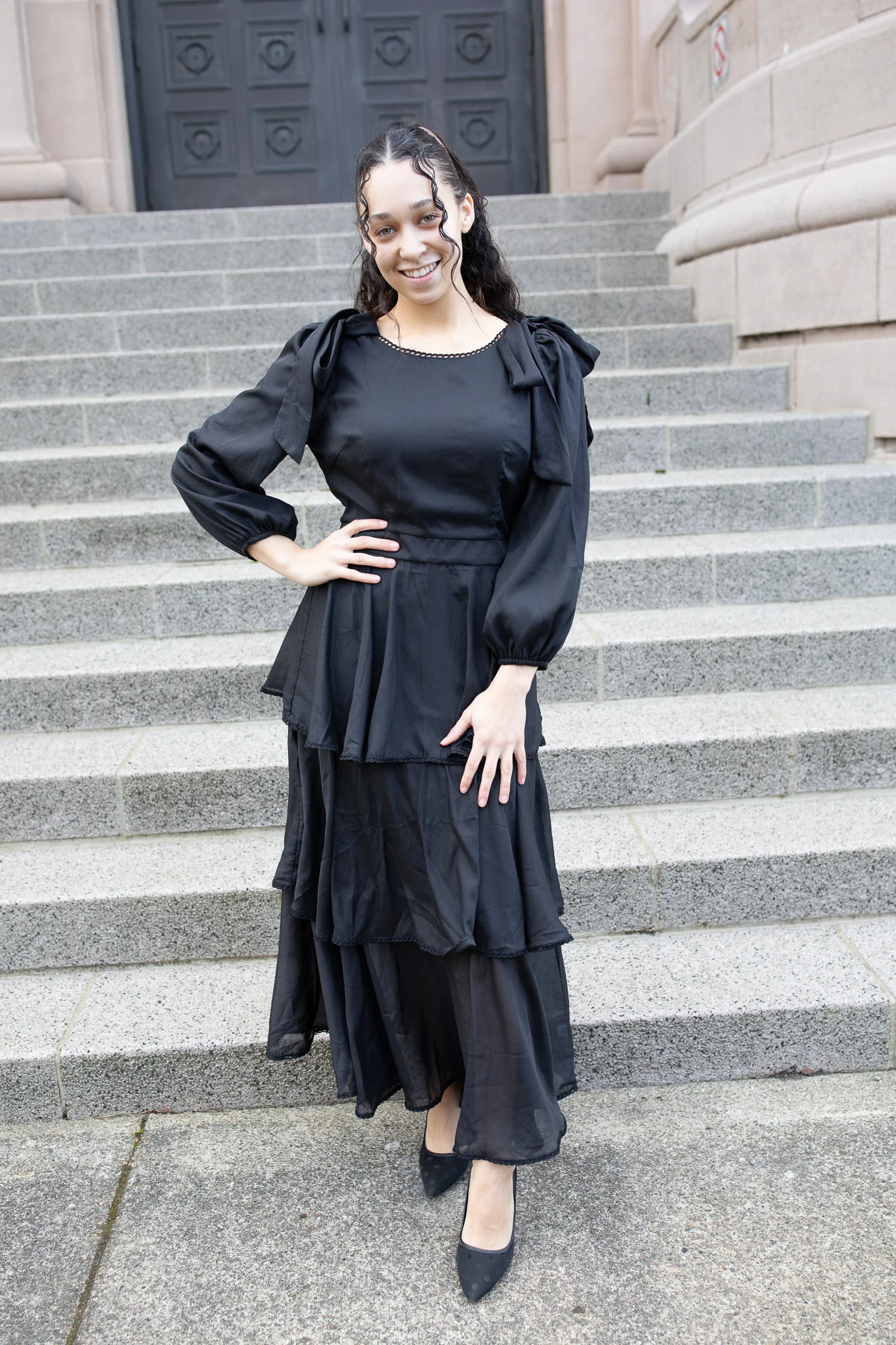The Kristanna Bow Dress - Black Shimmer - Image 6