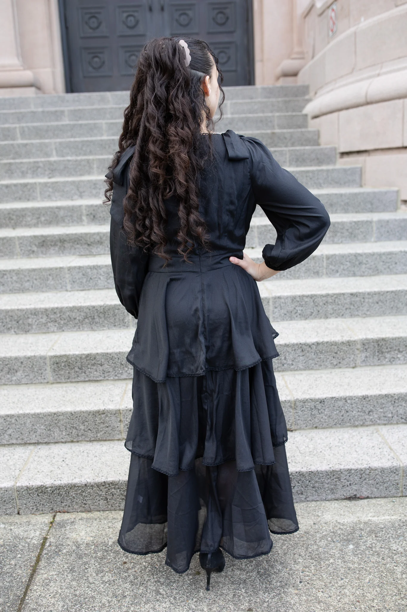 The Kristanna Bow Dress - Black Shimmer - Image 8