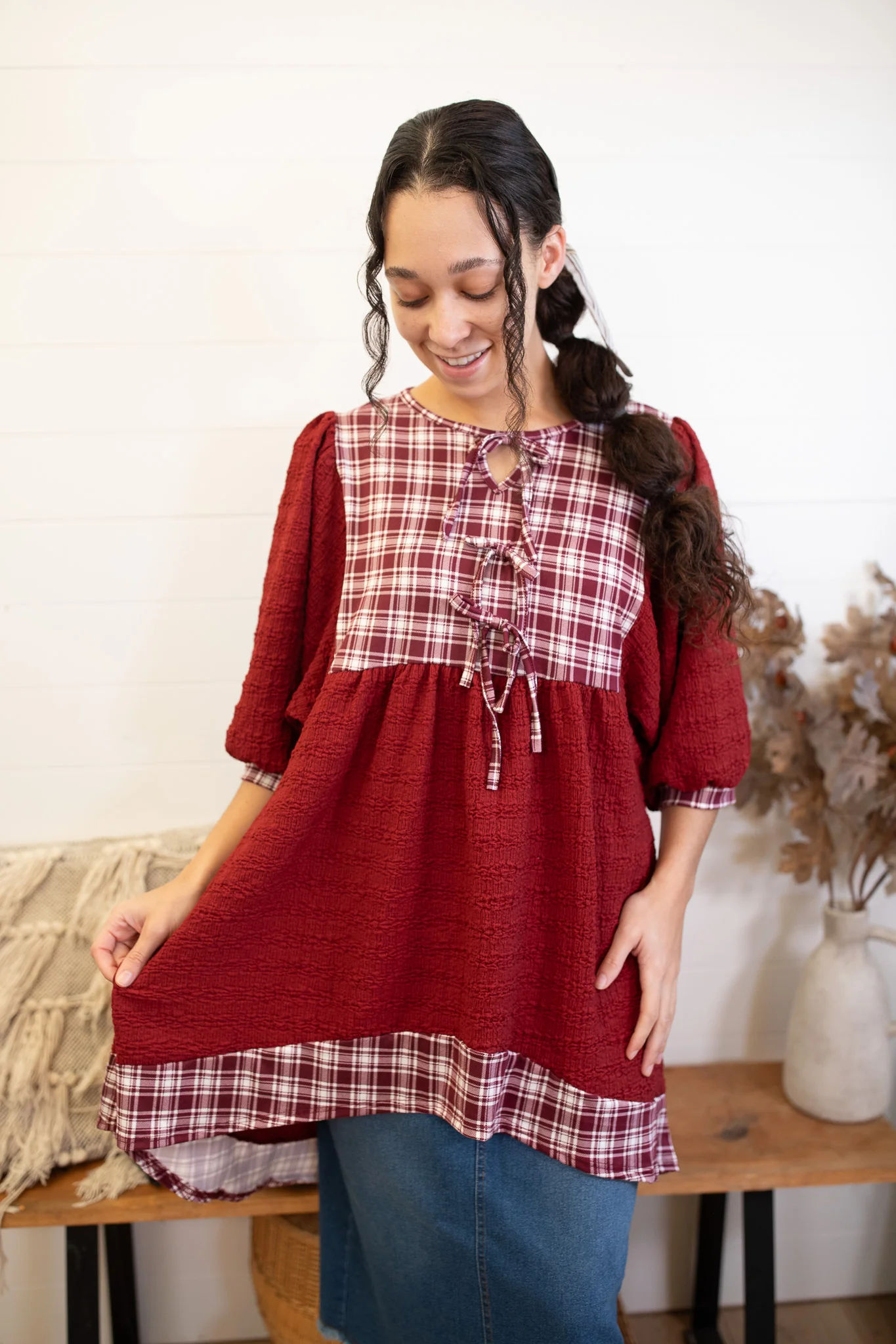 The Cottage Top - Burgundy - Image 3