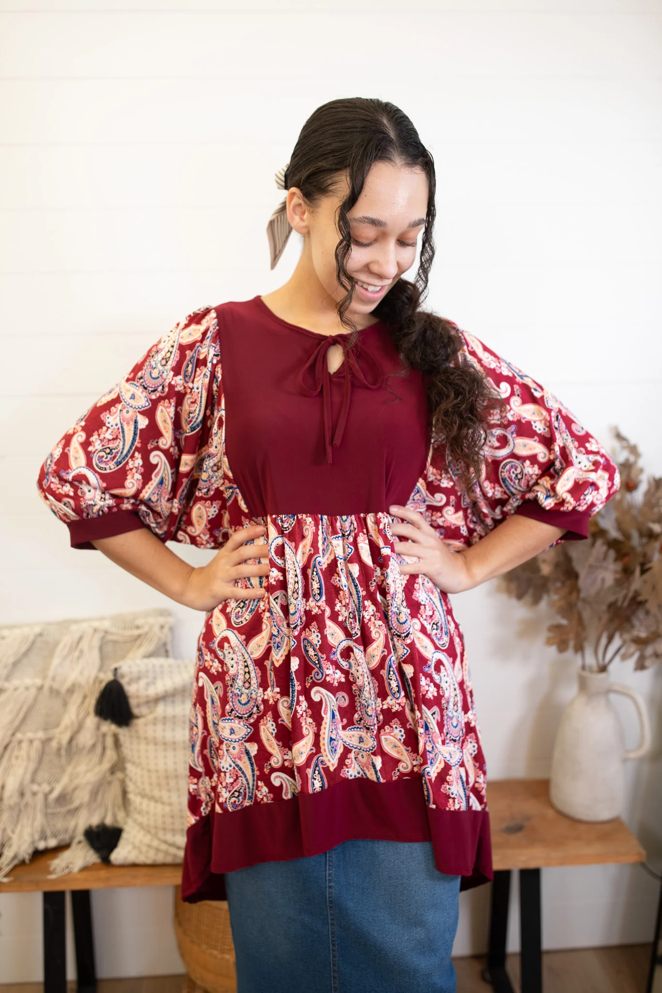 The Cottage Top - Burgundy Paisley - Image 2