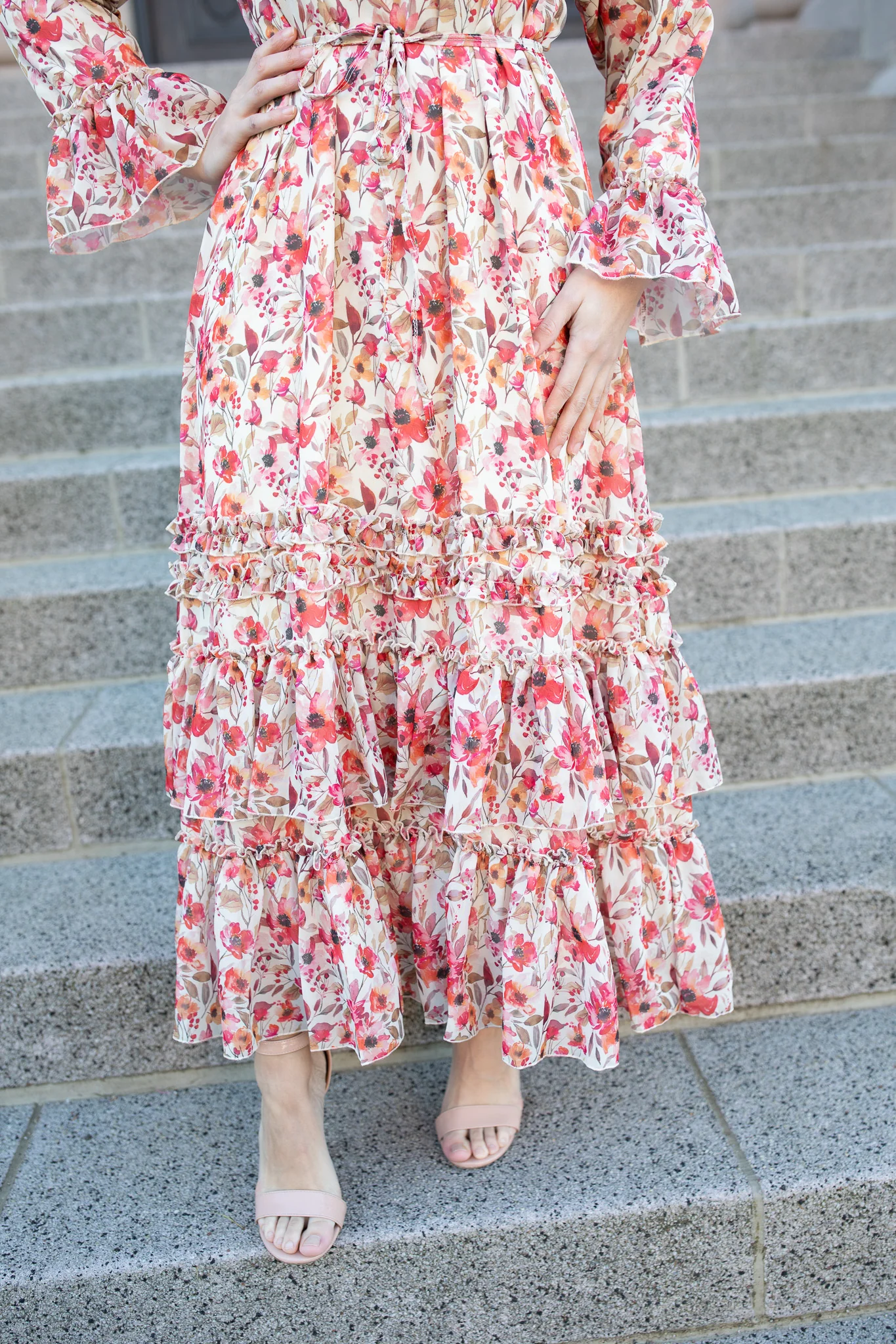 The Emmeline Dress - Cream Burgundy Floral - Image 7
